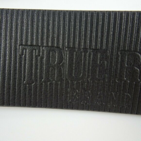 New TRUE RELIGION Men's Embossed Van Belt Matte Black Faux Leather Textured 32 - Picture 12 of 12